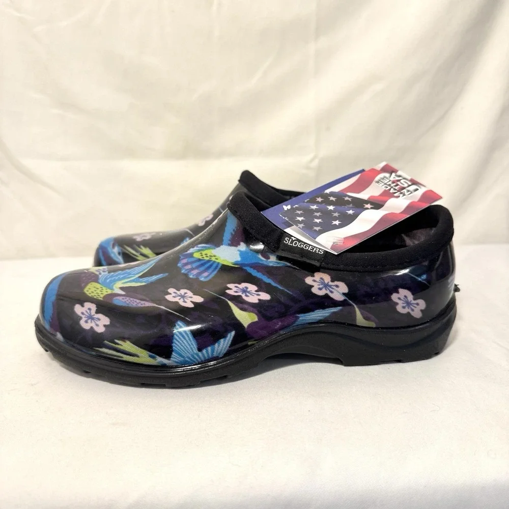 Sloggers Garden Clogs Hummingbird And Flowers Women's Us Size 6 NWT‎